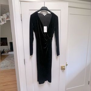 Black Halston Wrap Velvet Dress